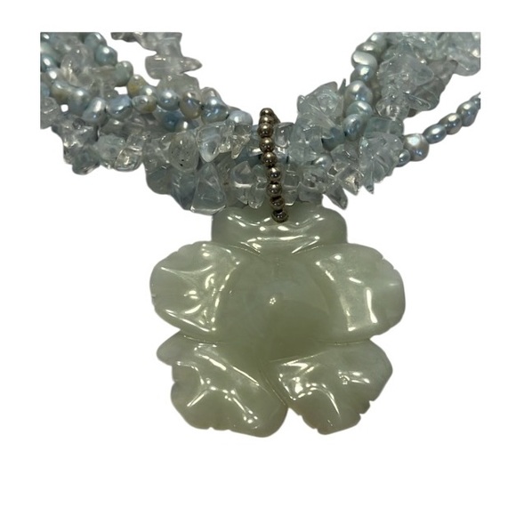 Chinese Jade Pendant, Rock Crystal and Pearl Multi-Strand Necklace. - Picture 2 of 4